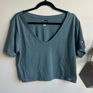 Champion Blue Cropped Athletic Top, Blue Cropped T-shirt